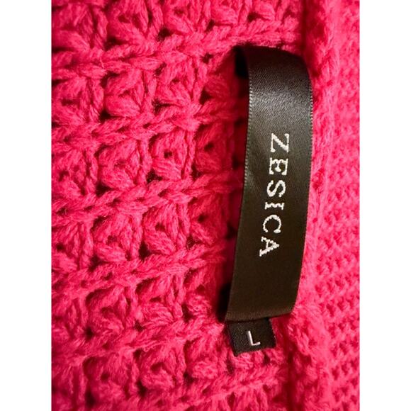 ZESICA Hot Pink Chunky Knit Open-Front Cardigan – Size Large - Picture 5 of 7